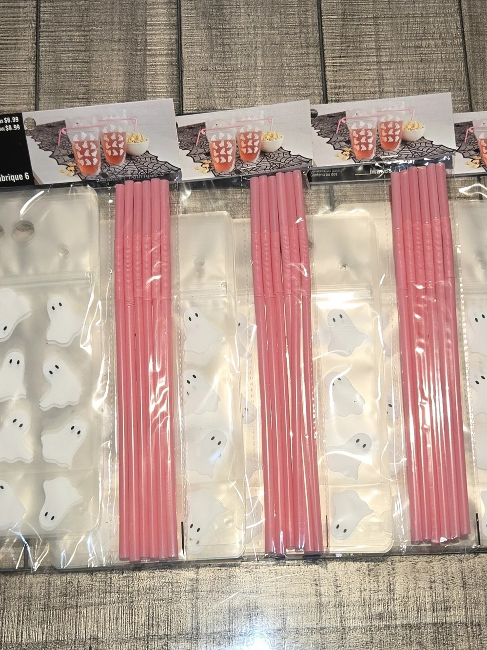New Halloween Ghost Drink Pouch with Pink Straw - 16 Oz